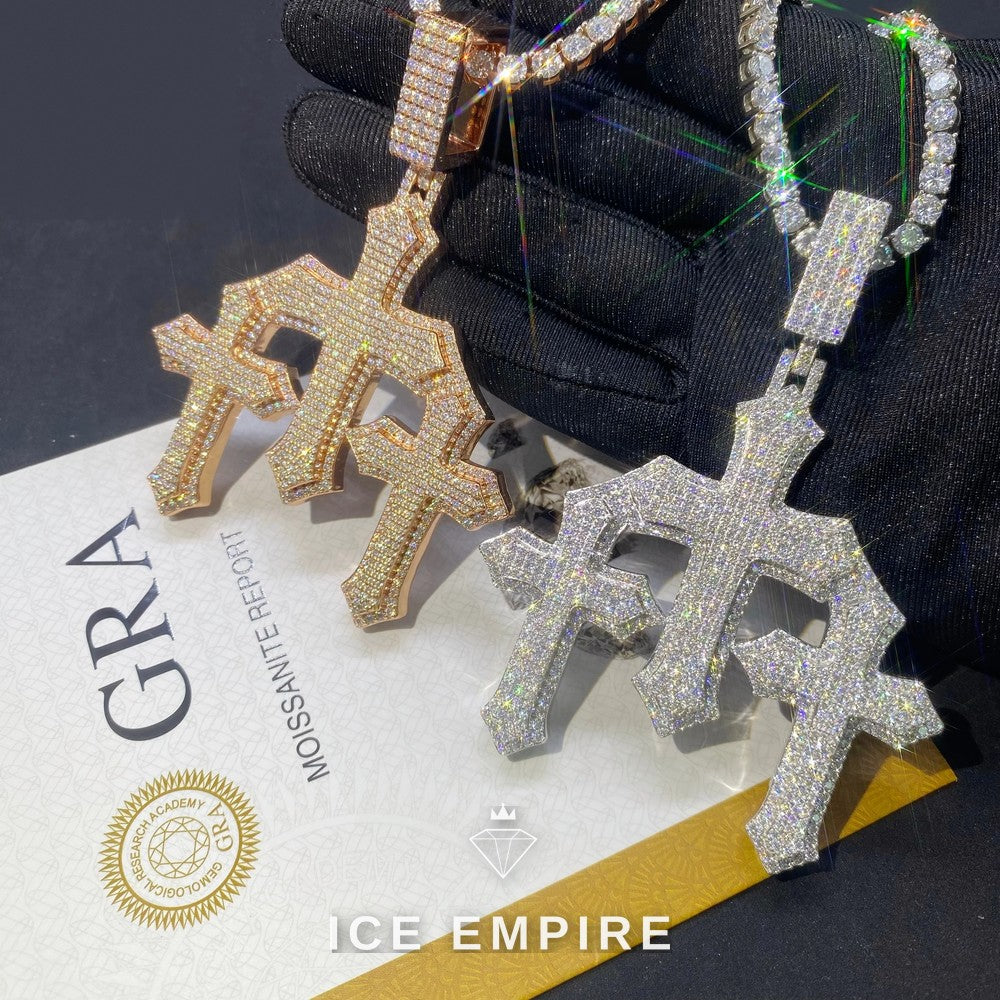 Iced Out Cross 925 Silver Pendant
