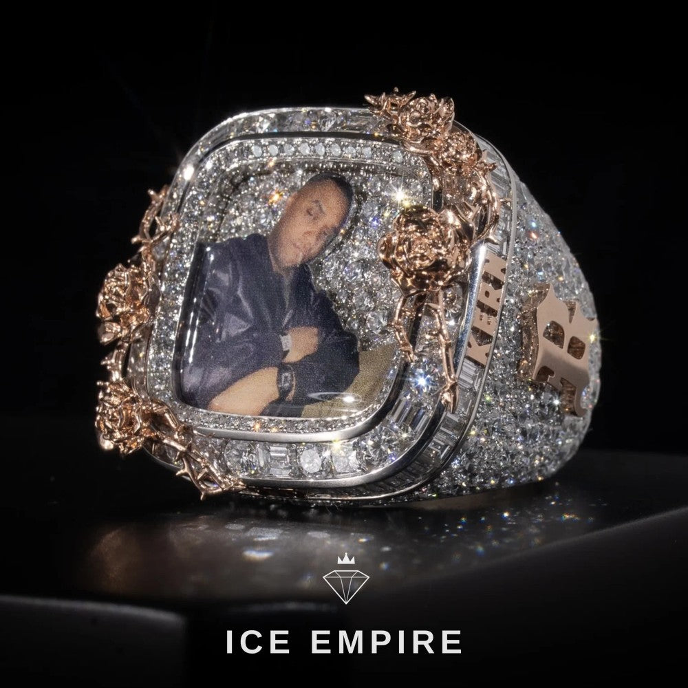 Iced Out Rose Gold Plated Moissanite Ring