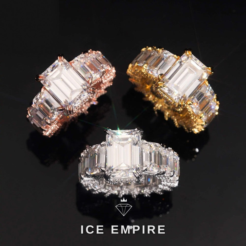 Iced Out Rose Gold Plated Moissanite Engagement Ring