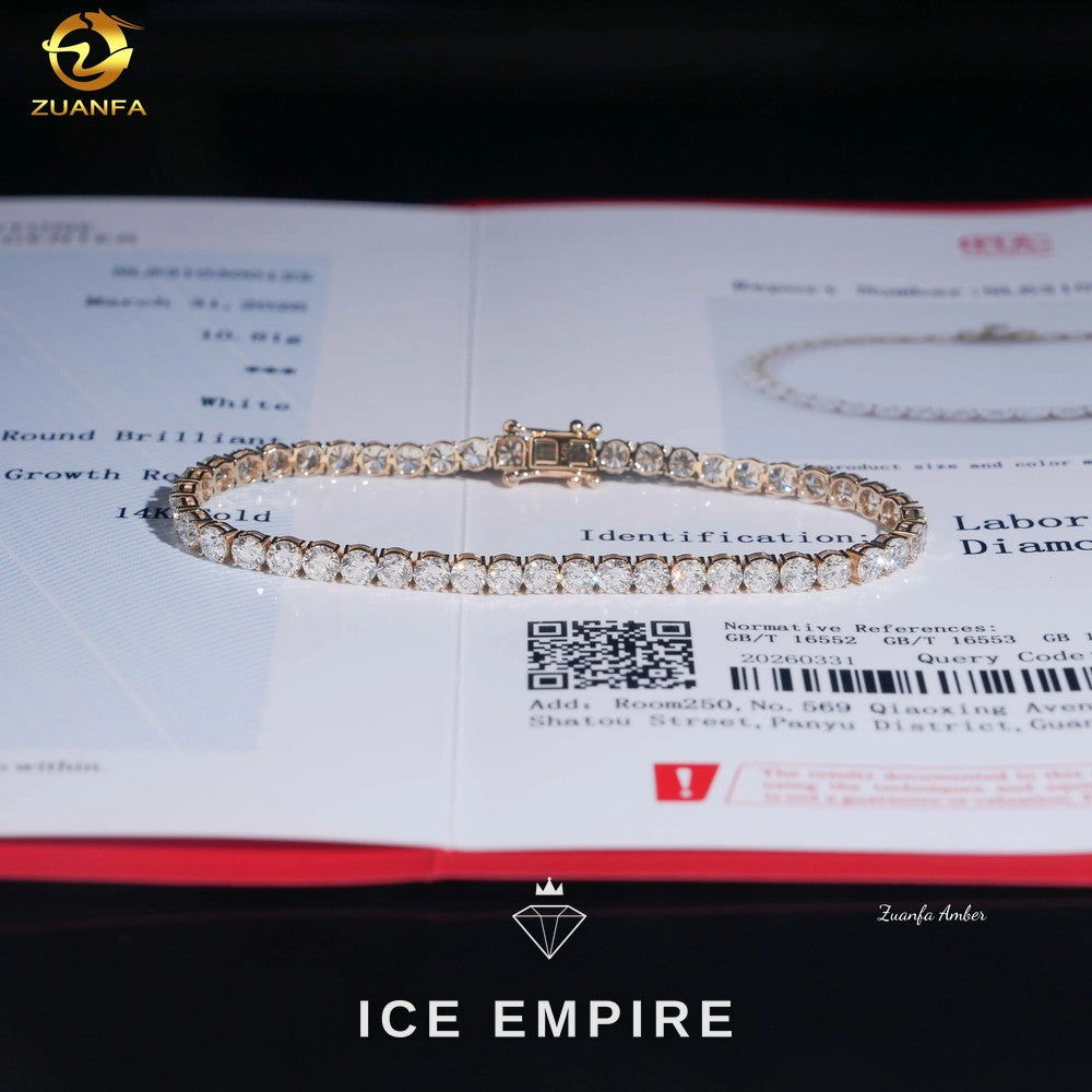 Iced Out 14K Gold Lab Grown Diamond Tennis Chain