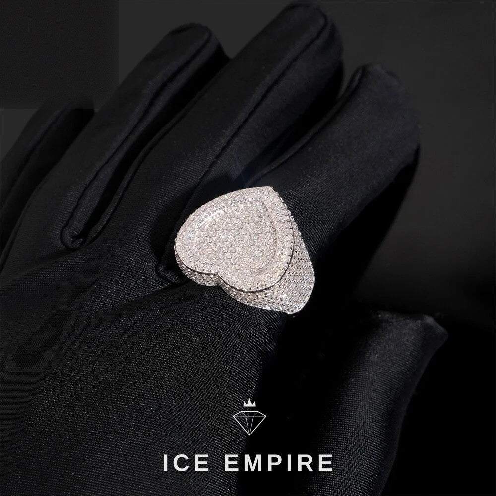Iced Out Heart Rose Gold Plated Moissanite Ring