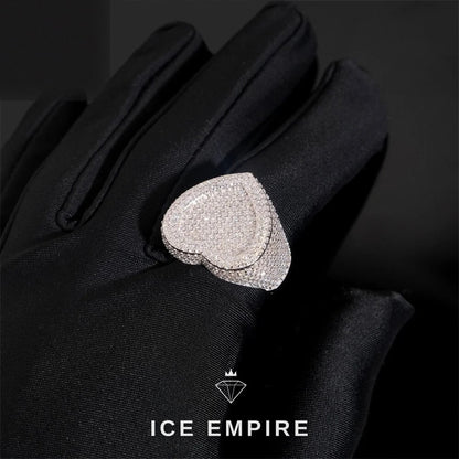 Iced Out Heart Rose Gold Plated Moissanite Ring