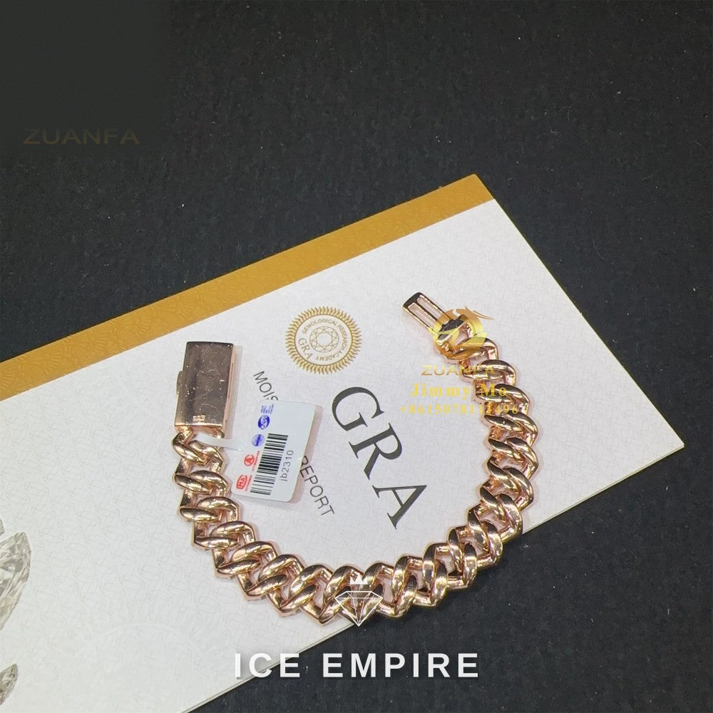 Iced Out Rose Gold Moissanite Cuban Chain