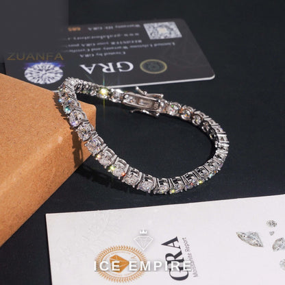 Iced Out 925 Silver Moissanite Tennis Bracelet
