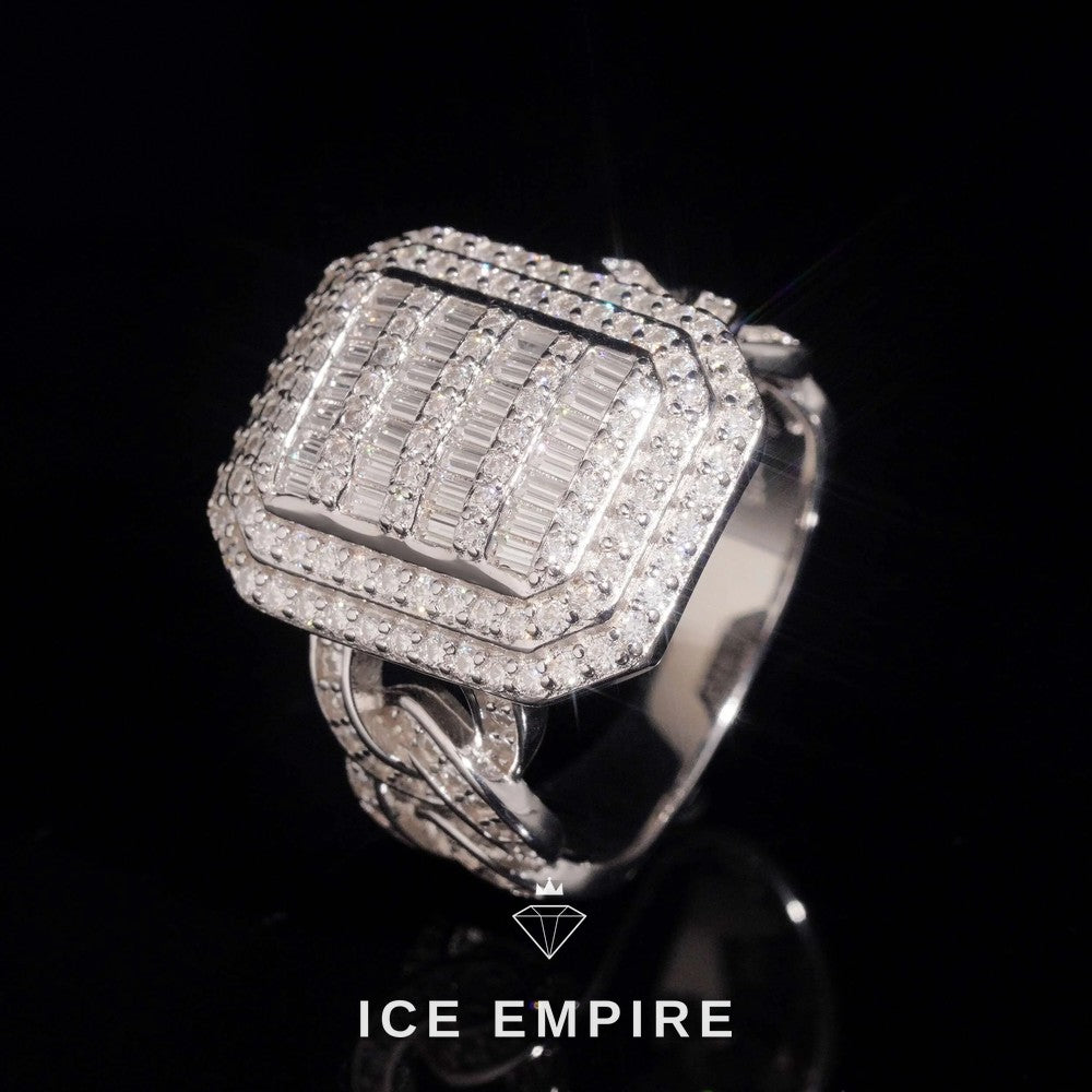 Iced Out 925 Silver Moissanite Ring