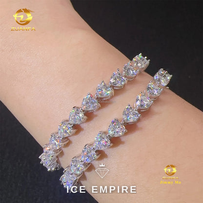 Iced Out Heart Gold Plated Moissanite Tennis Chain