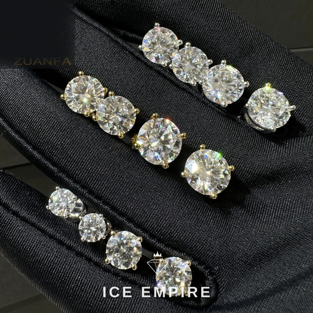 Iced Out 925 Silver Moissanite Stud Earrings
