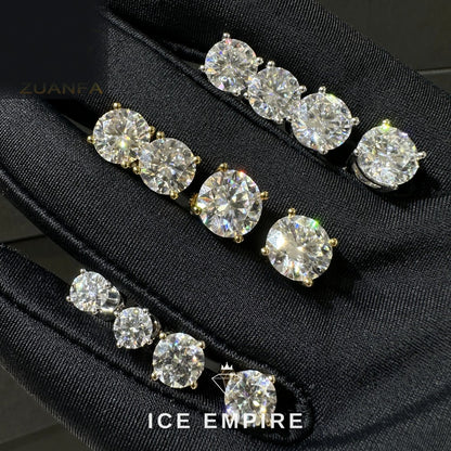 Iced Out 925 Silver Moissanite Stud Earrings
