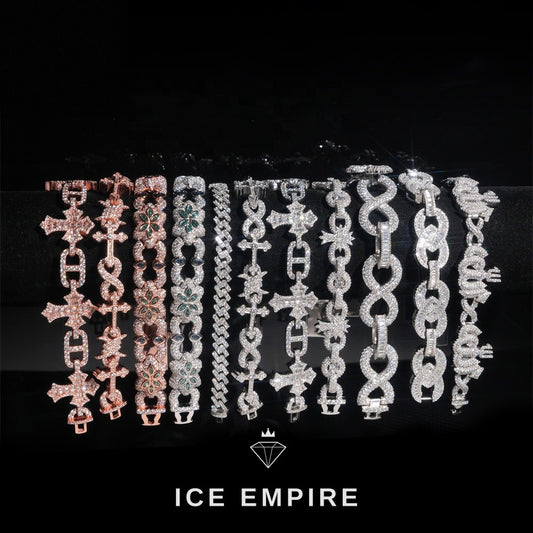 Iced Out Cross Rose Gold Plated Moissanite Bracelet
