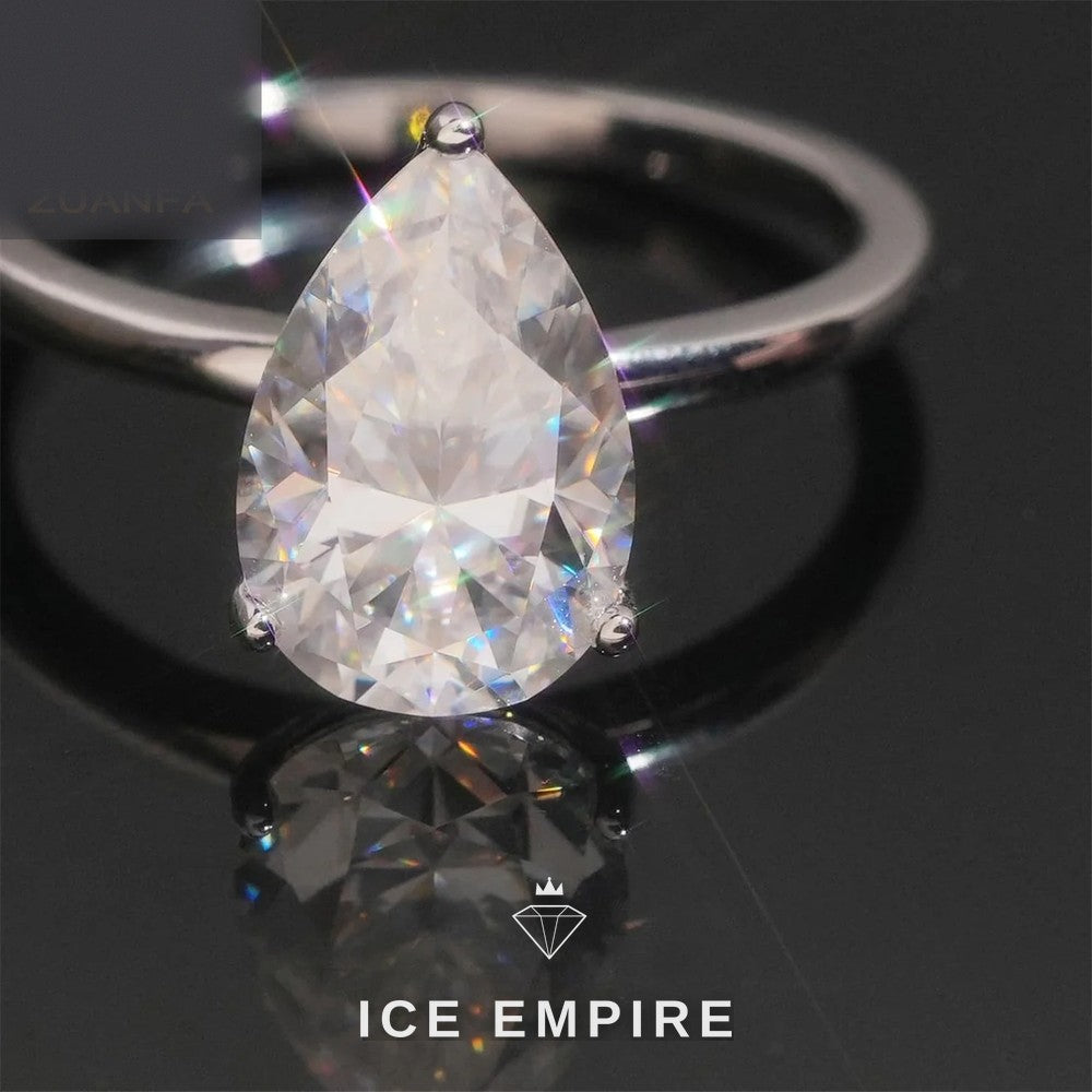 Iced Out 925 Silver Moissanite Engagement Ring