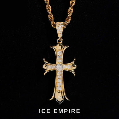Iced Out Cross Gold Plated Moissanite Pendant