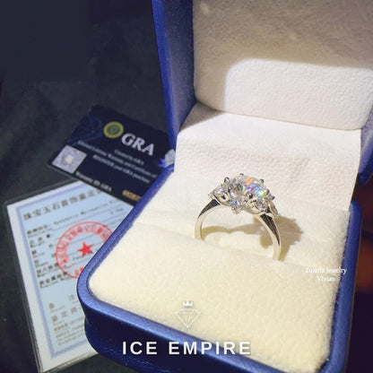 Iced Out 18K Gold Moissanite Engagement Ring