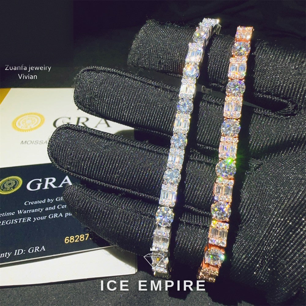 Iced Out 925 Silver Moissanite Tennis Chain
