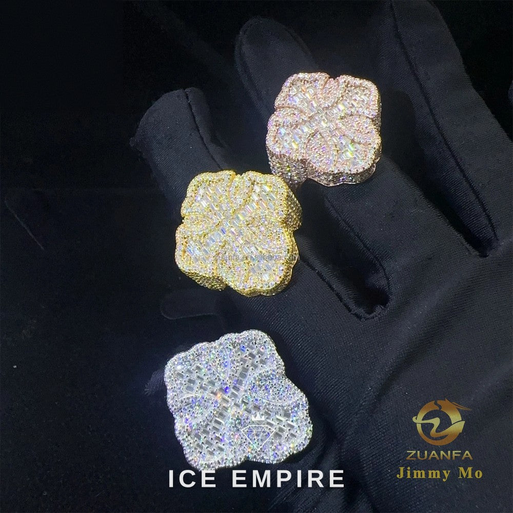 Iced Out Cross 925 Silver Moissanite Ring