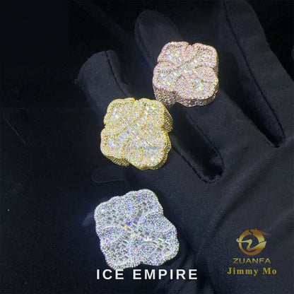 Iced Out Cross 925 Silver Moissanite Ring