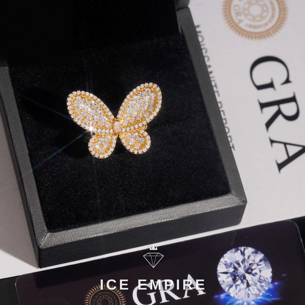 Iced Out Rose Gold Plated Moissanite Ring