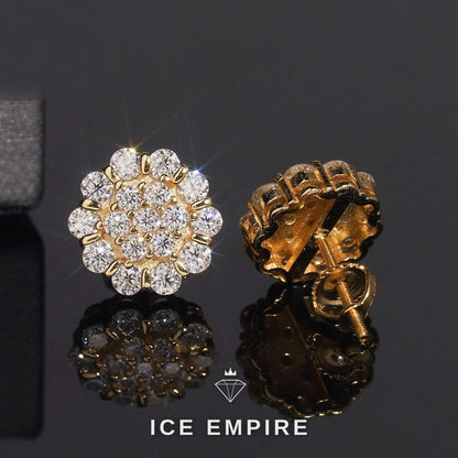 Iced Out Rose Gold Plated Moissanite Stud Earrings