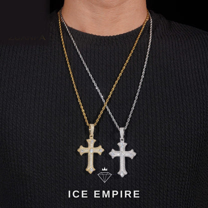 Iced Out Cross Rose Gold Plated Moissanite Pendant
