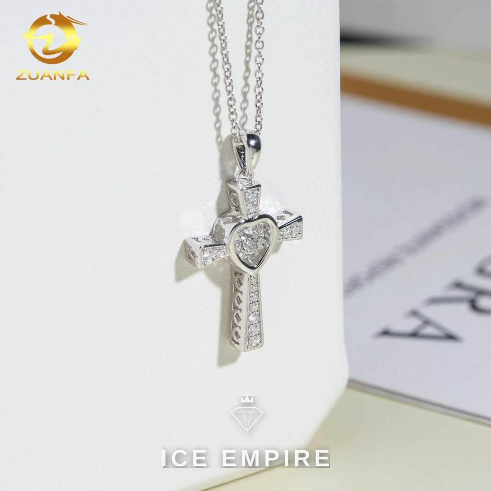 Iced Out Cross Rose Gold Plated Moissanite Cuban Chain