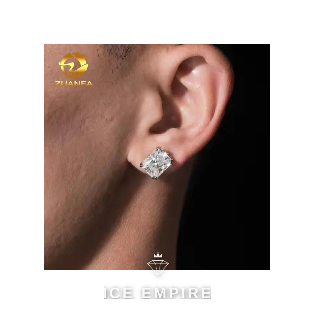 Iced Out 925 Silver Moissanite Stud Earrings