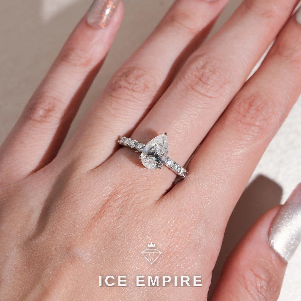 Iced Out 925 Silver Moissanite Engagement Ring