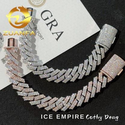 Iced Out Rose Gold Plated Moissanite Cuban Chain