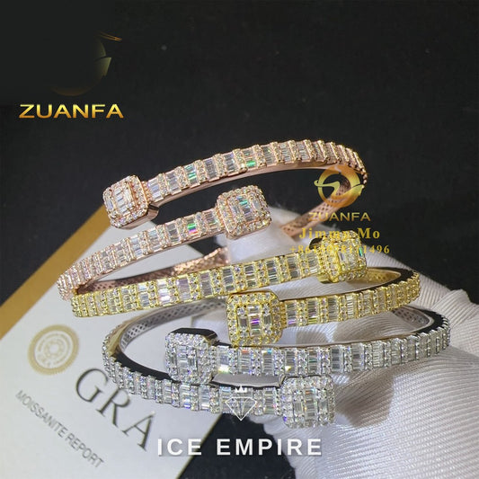 Iced Out Baguette Rose Gold Plated Moissanite Bracelet