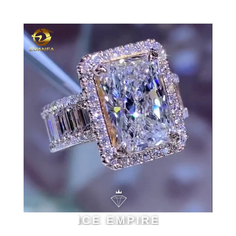 Iced Out 14K Gold Moissanite Wedding Band