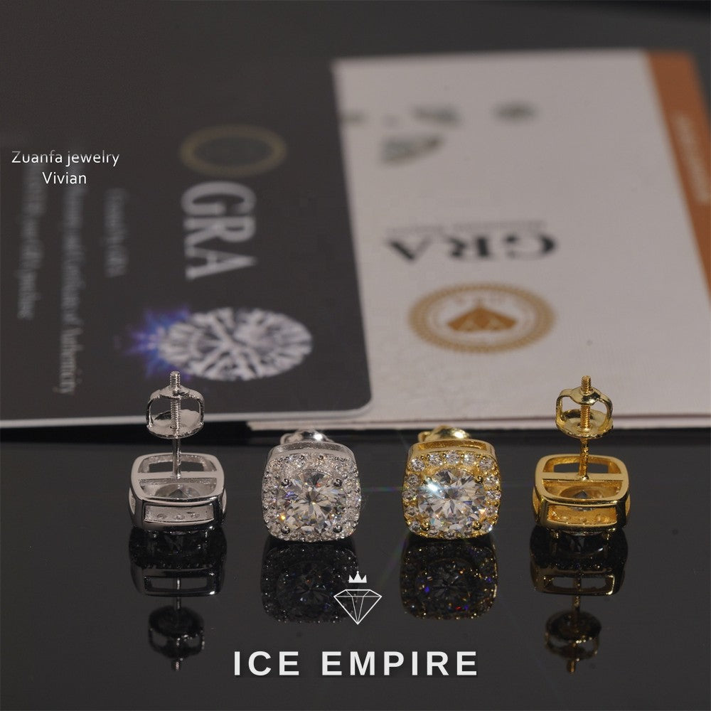 Iced Out Rose Gold Plated Moissanite Earrings