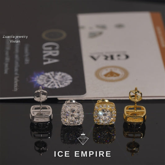 Iced Out Rose Gold Plated Moissanite Earrings