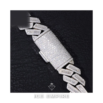 Iced Out Baguette Rose Gold Plated Moissanite Cuban Chain