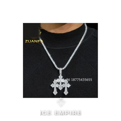 Iced Out Baguette Rose Gold Plated Moissanite Pendant