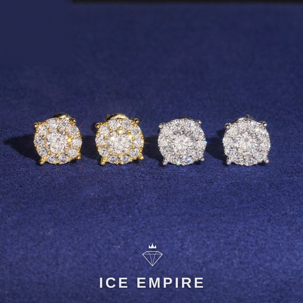 Iced Out 925 Silver Moissanite Stud Earrings