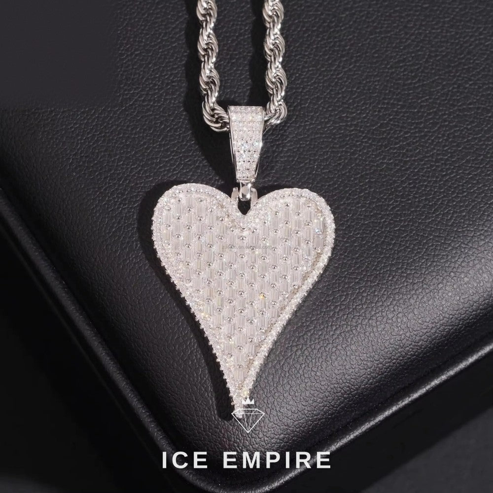 Iced Out Heart 925 Silver Moissanite Pendant