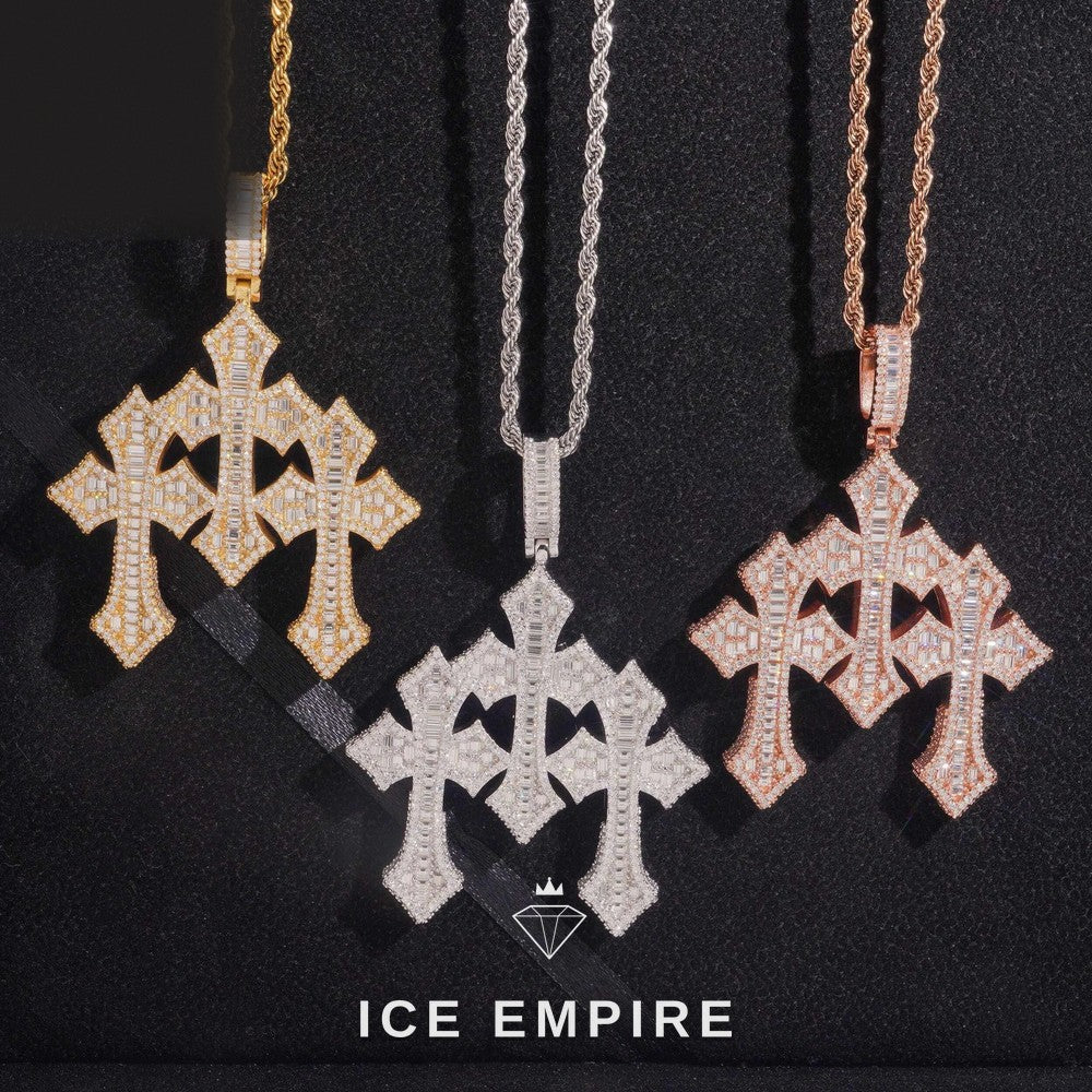 Iced Out Baguette 925 Silver Moissanite Pendant