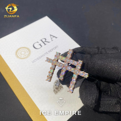 Iced Out Cross Rose Gold Plated Moissanite Pendant