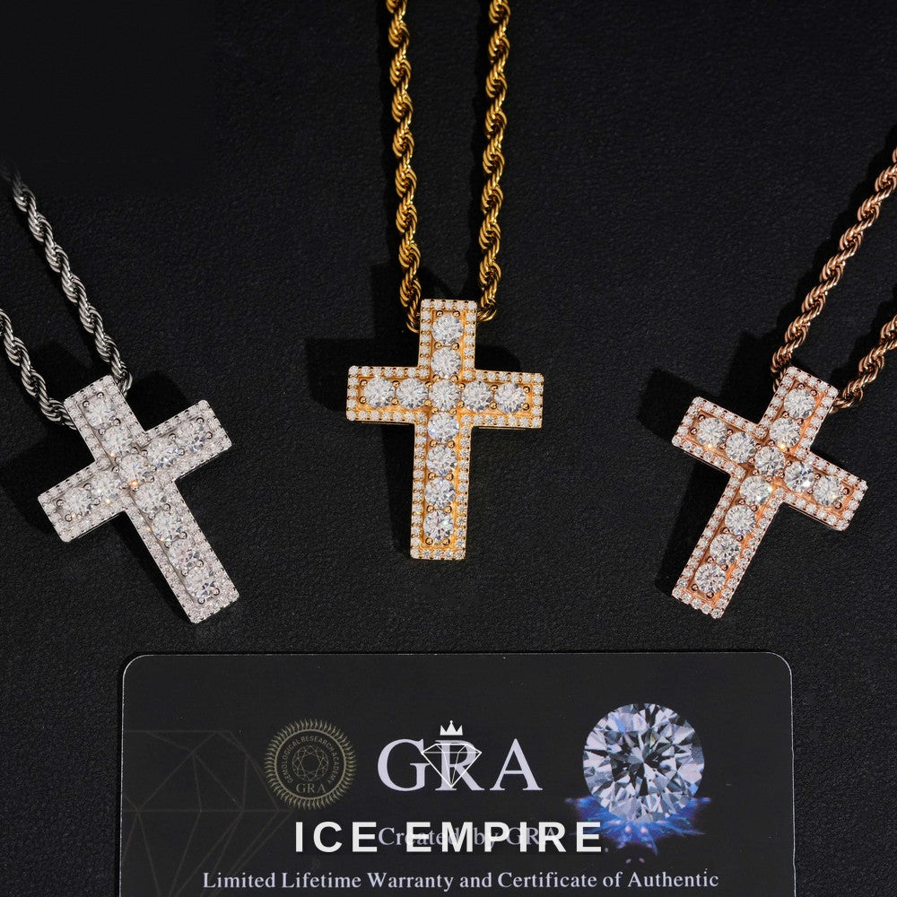 Iced Out Cross Rose Gold Plated Pendant