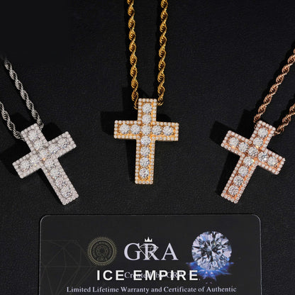 Iced Out Cross Rose Gold Plated Pendant