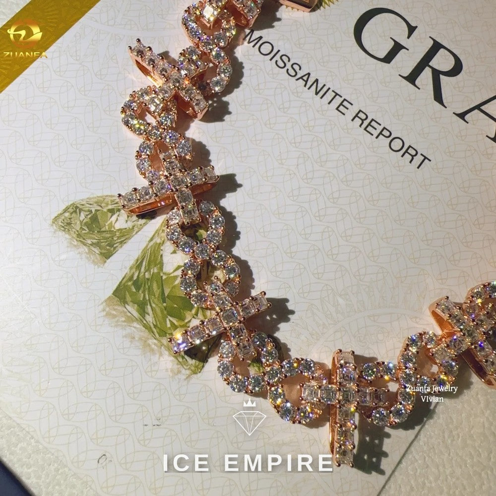 Iced Out Rose Gold Plated Moissanite Cuban Chain
