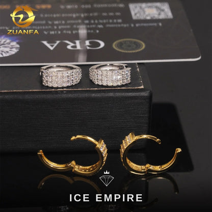 Iced Out 925 Silver Moissanite Hoop Earrings