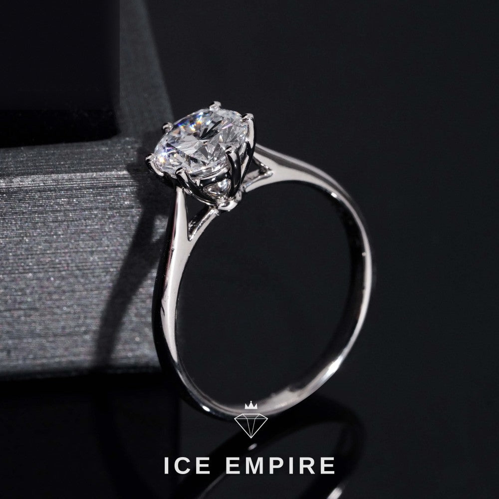 Iced Out 925 Silver Lab Grown Diamond Engagement Ring