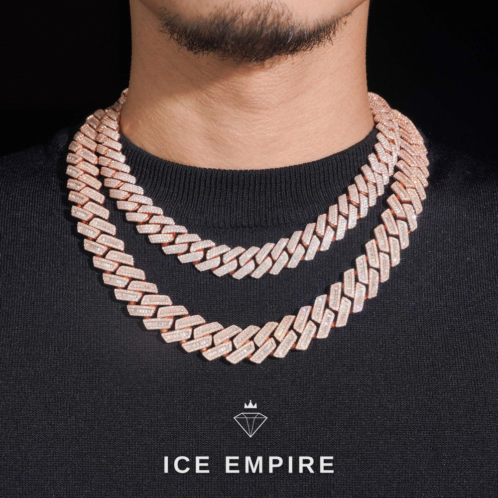 Iced Out Rose Gold Plated Moissanite Cuban Chain