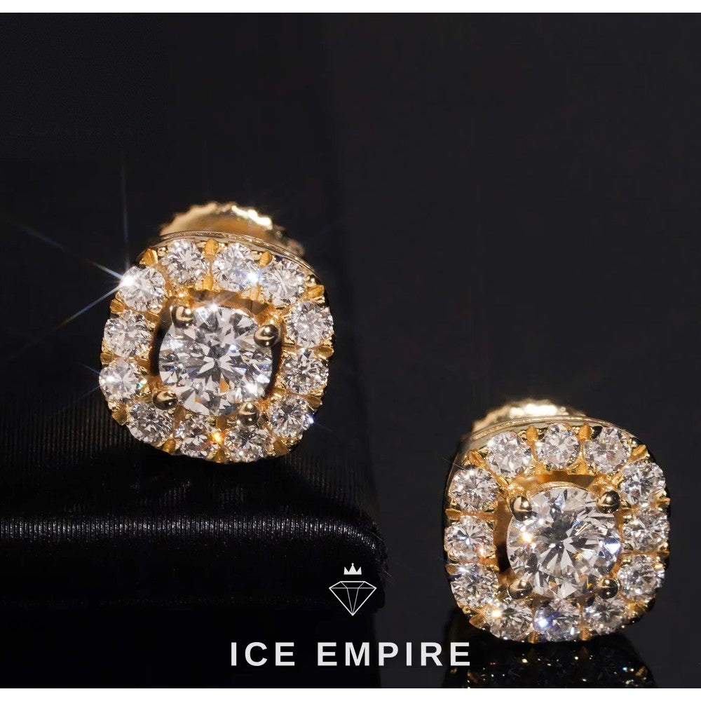 Iced Out Cluster Gold Plated Lab Grown Diamond Stud Earrings