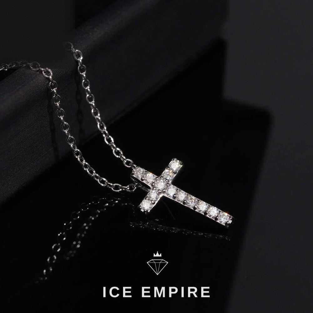 Iced Out Cross 925 Silver Lab Grown Diamond Pendant