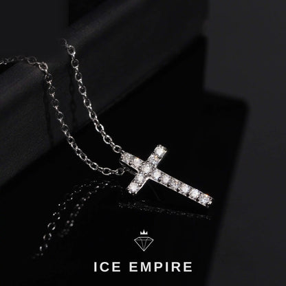 Iced Out Cross 925 Silver Lab Grown Diamond Pendant