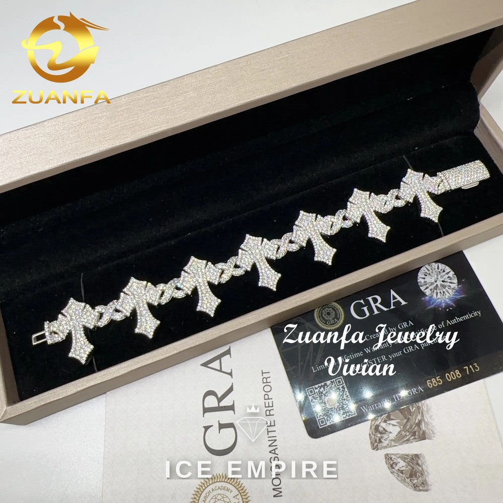 Iced Out Cross Rose Gold Moissanite Cuban Chain