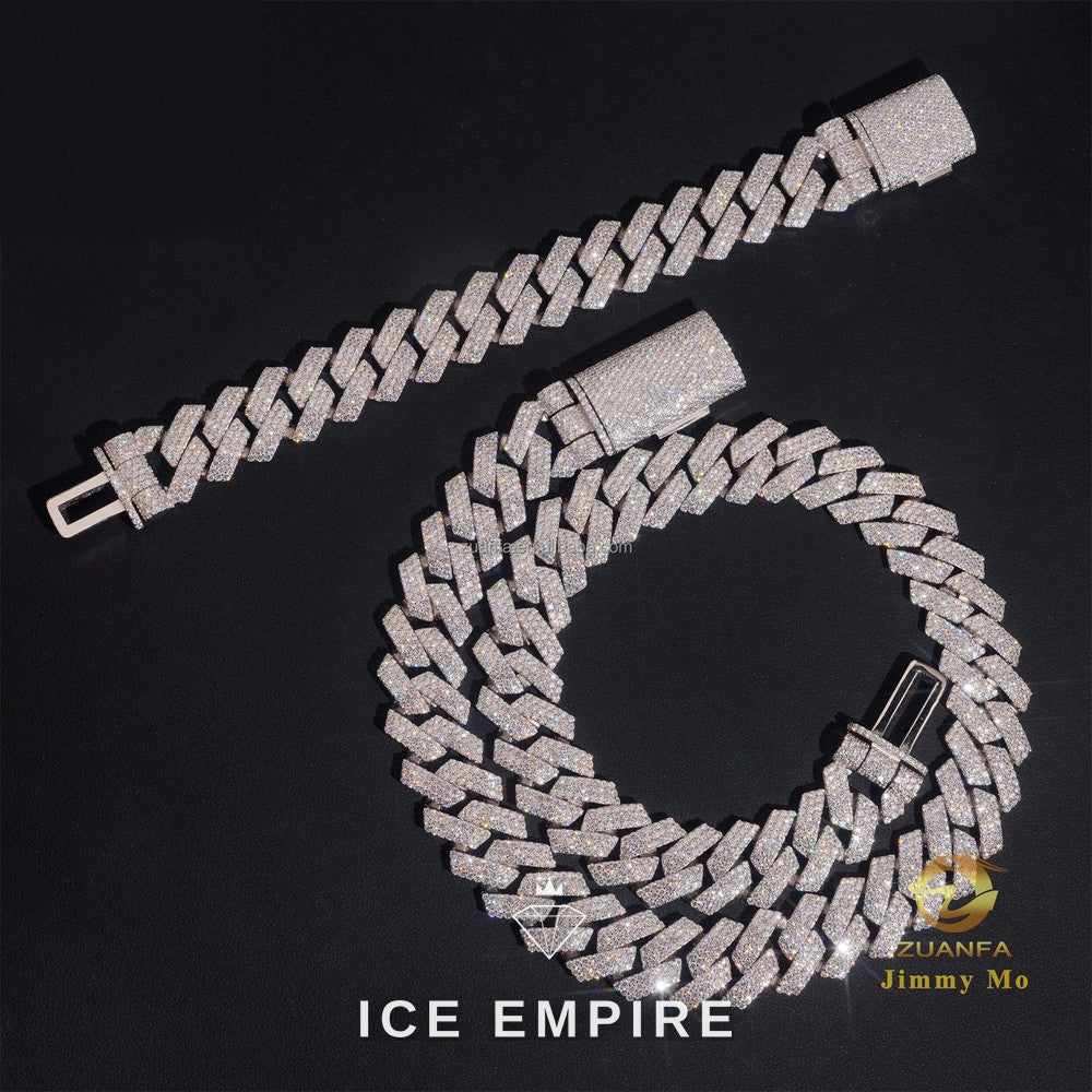 Iced Out 925 Silver Moissanite Cuban Chain