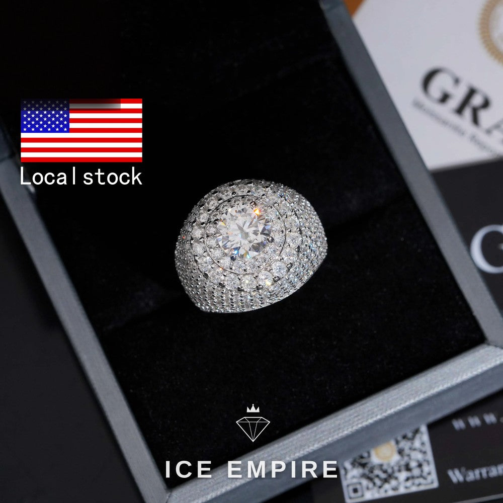 Iced Out 925 Silver Moissanite Ring
