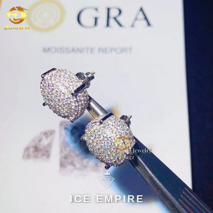 Iced Out 925 Silver Moissanite Stud Earrings