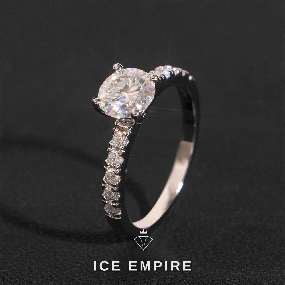 Iced Out Baguette 925 Silver Moissanite Engagement Ring